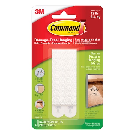 Command 3M Command White Picture Hanging Strips 12 lb 4 pair 17207-ES